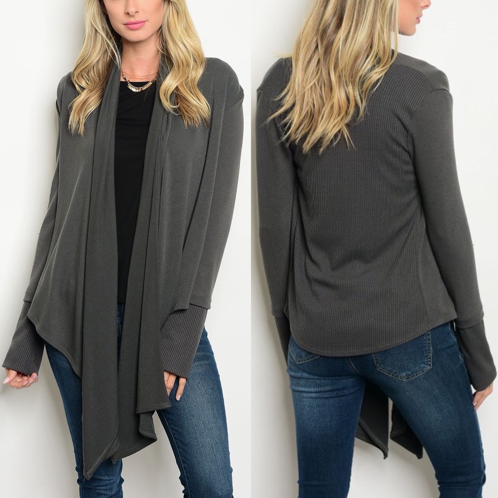 | CHARCOAL KNIT CARDIGAN | - Picture 3 of 5