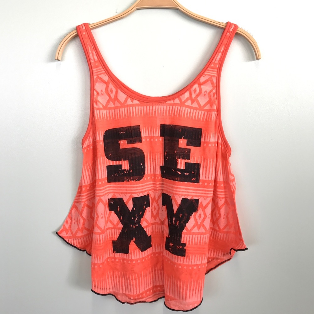 Neon Orange 🍊 "SEXY" Print Burnout Tank Top 💋