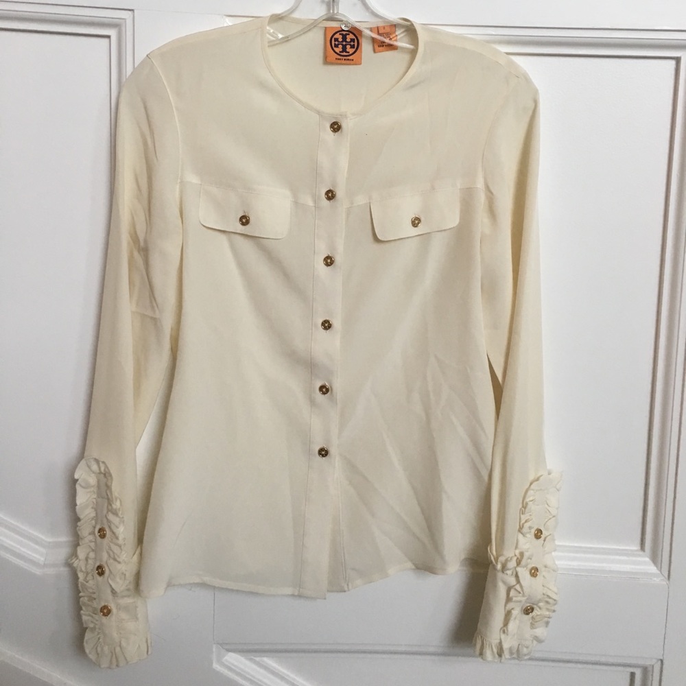 Tory Burch Button Down Blouse with Ruffle Sleeve