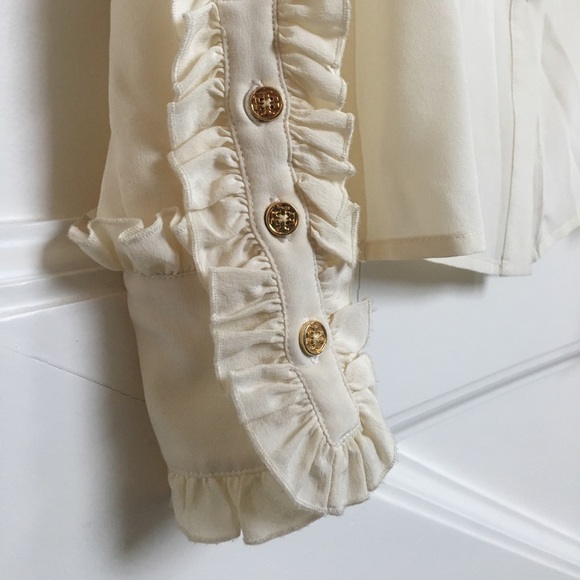 Tory Burch Button Down Blouse with Ruffle Sleeve - Picture 3 of 5