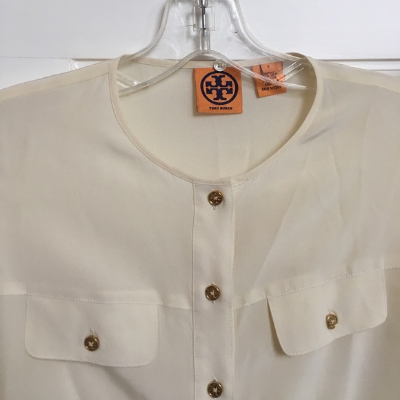 Tory Burch Button Down Blouse with Ruffle Sleeve - Picture 4 of 5