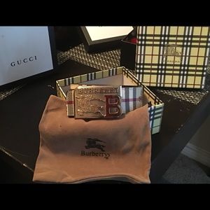 Gold an Red Burberry Belt