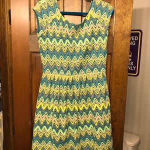 Ronni Nicole lace/chevron dress