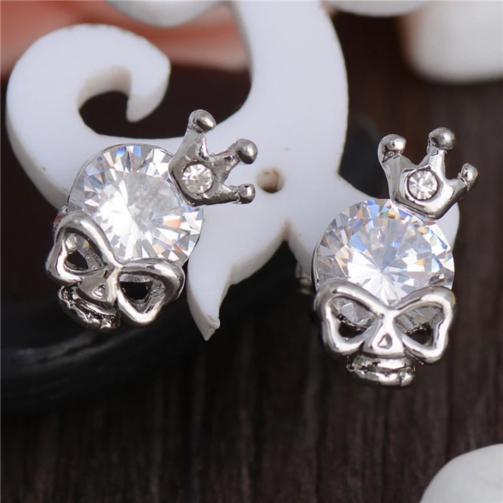 Crystal Skull Stud Earrings