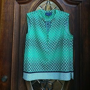 Jones New York Sleeveless Green Print Top L