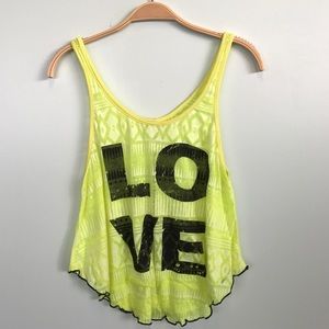 Neon Yellow "LOVE" Print Tank Top ⭐️