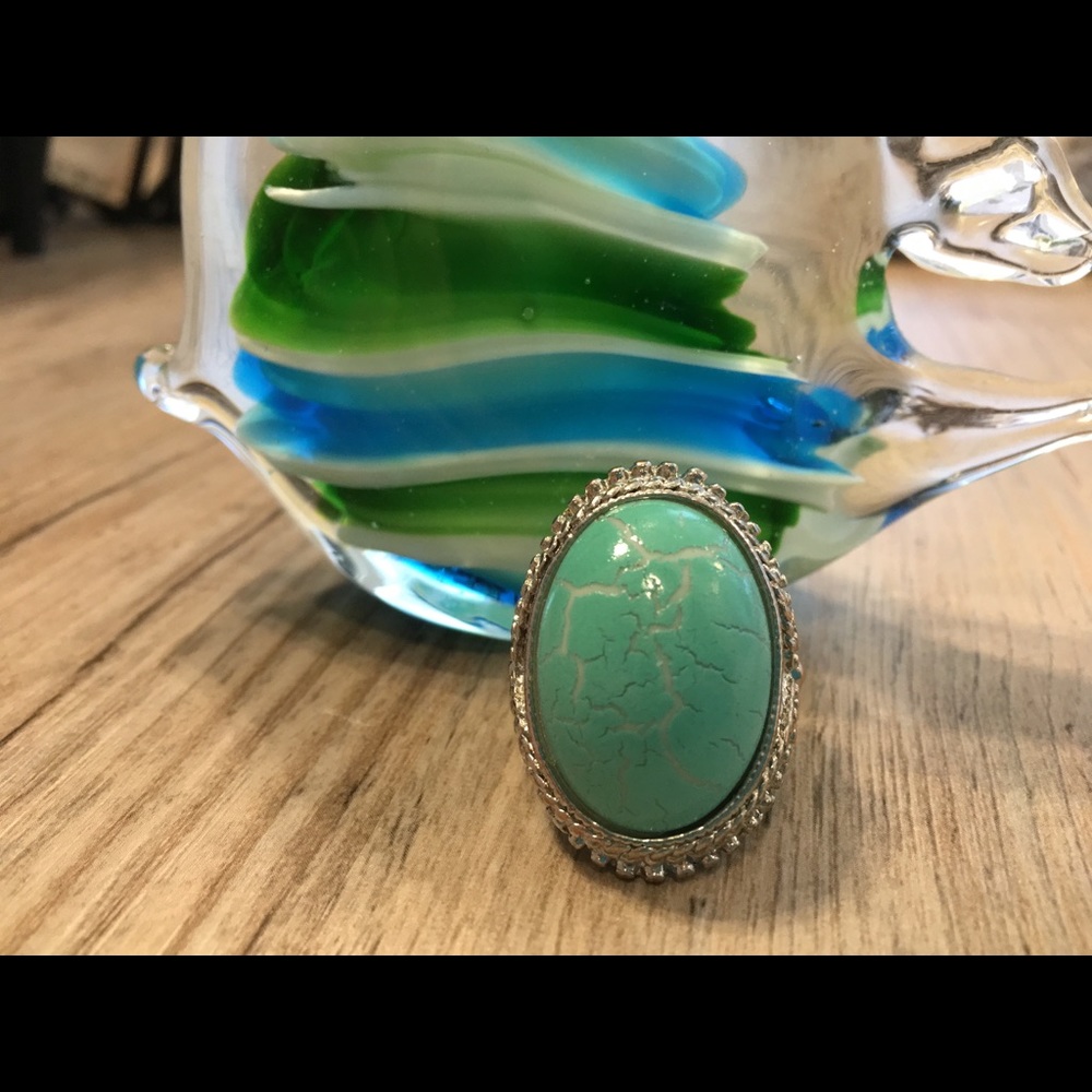 Faux antique turquoise ring