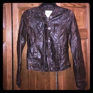 Brown Faux Leather Jacket Size M