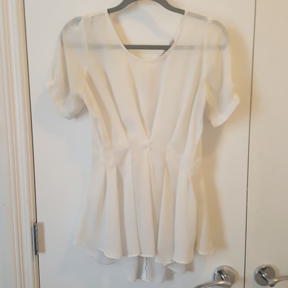 White sheer blouse with pleats
