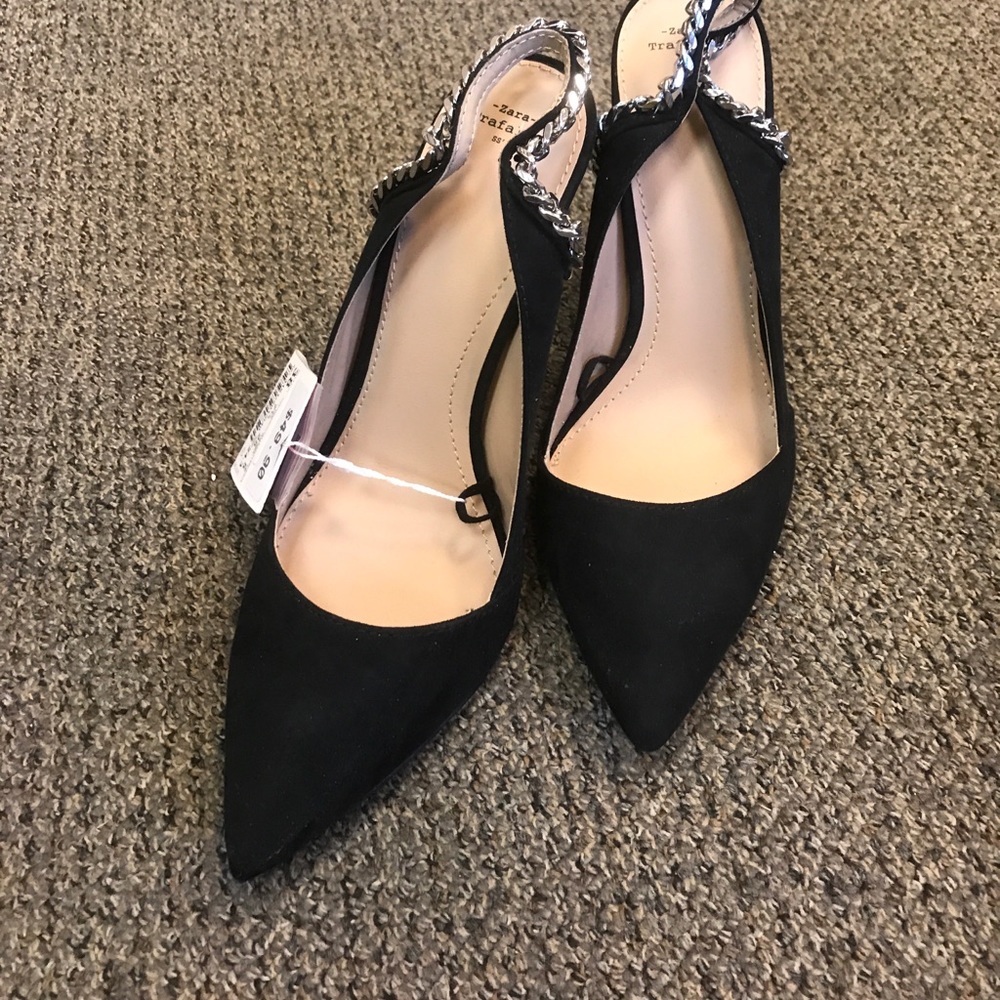 SOLD! Zara Suede Chain Back Pumps