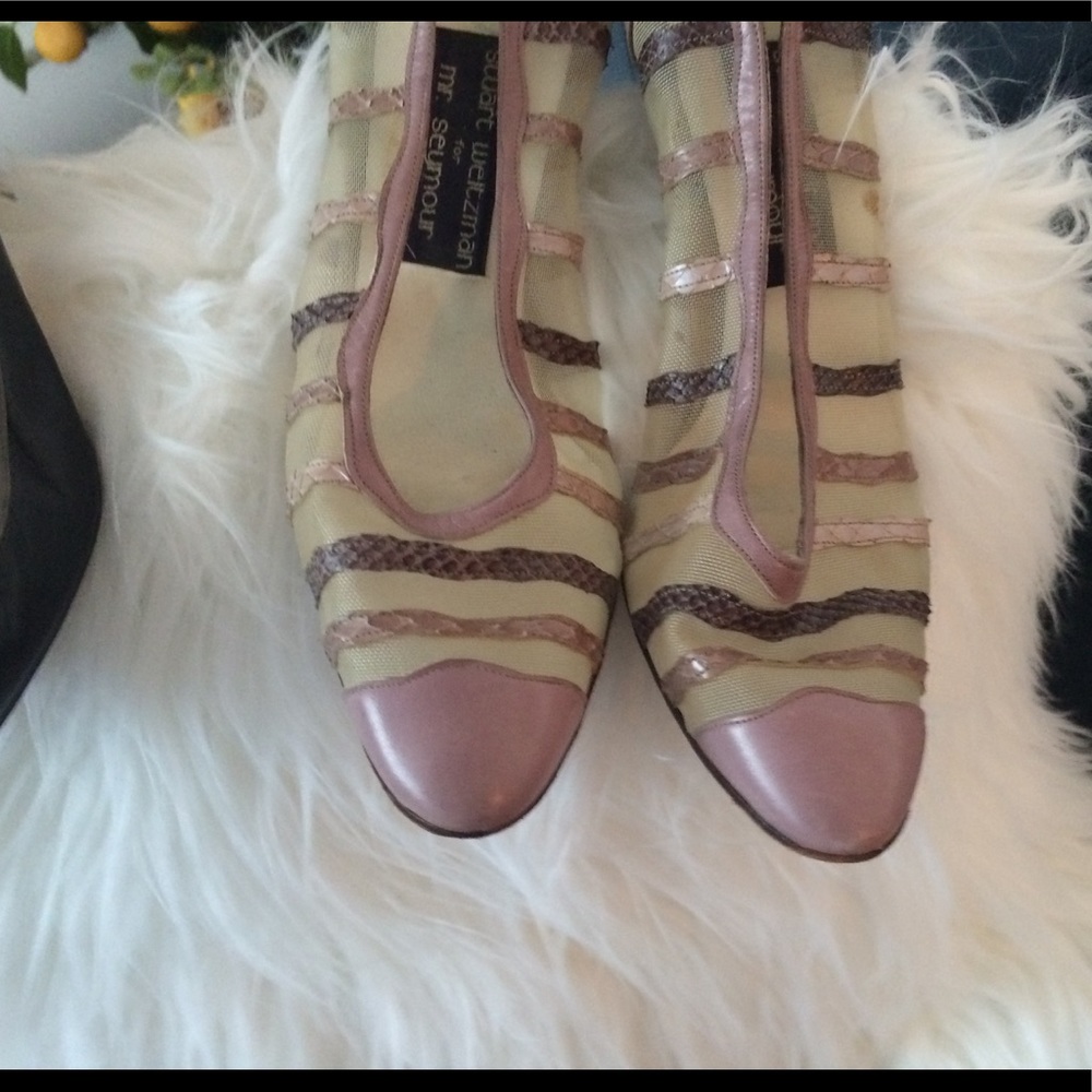 Pink multi stripe three inch by Stuart Weitzman