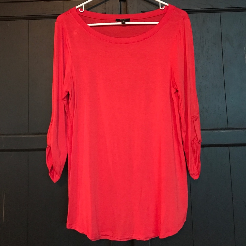 Cupio Elbow Roll Tab Sleeve Tee/Tunic with buttons