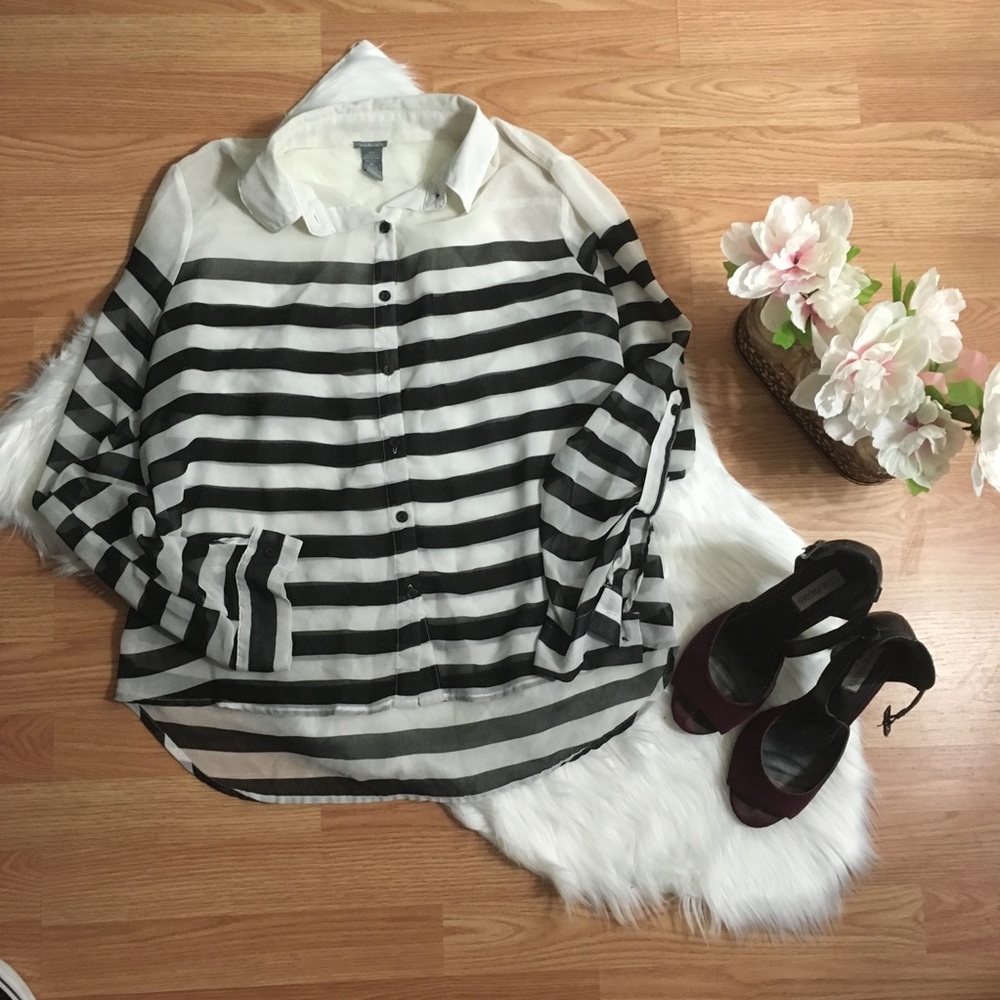 Black & White Striped Button Down