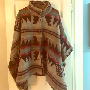 Wool poncho coat