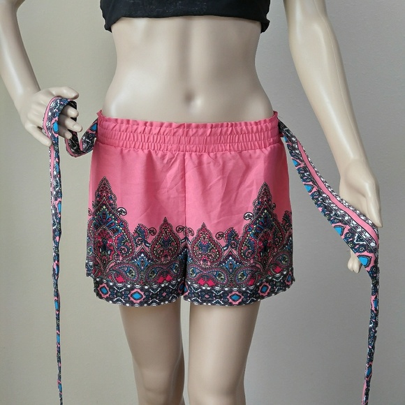 Blu Pepper waist tie shorts, with AZTEC designs. - Picture 3 of 7