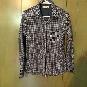 Checkered shirt with elbow patches