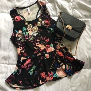Xhilaration sleeveless floral peplum top