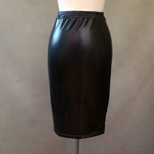 Sample Sale Black Stretch Pleather-like Pencil