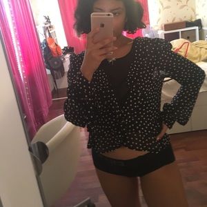 Polka dot chiffon top