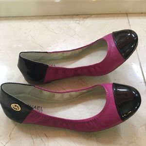 Michael Kors Magenta & Black Stretch Ballet Flats