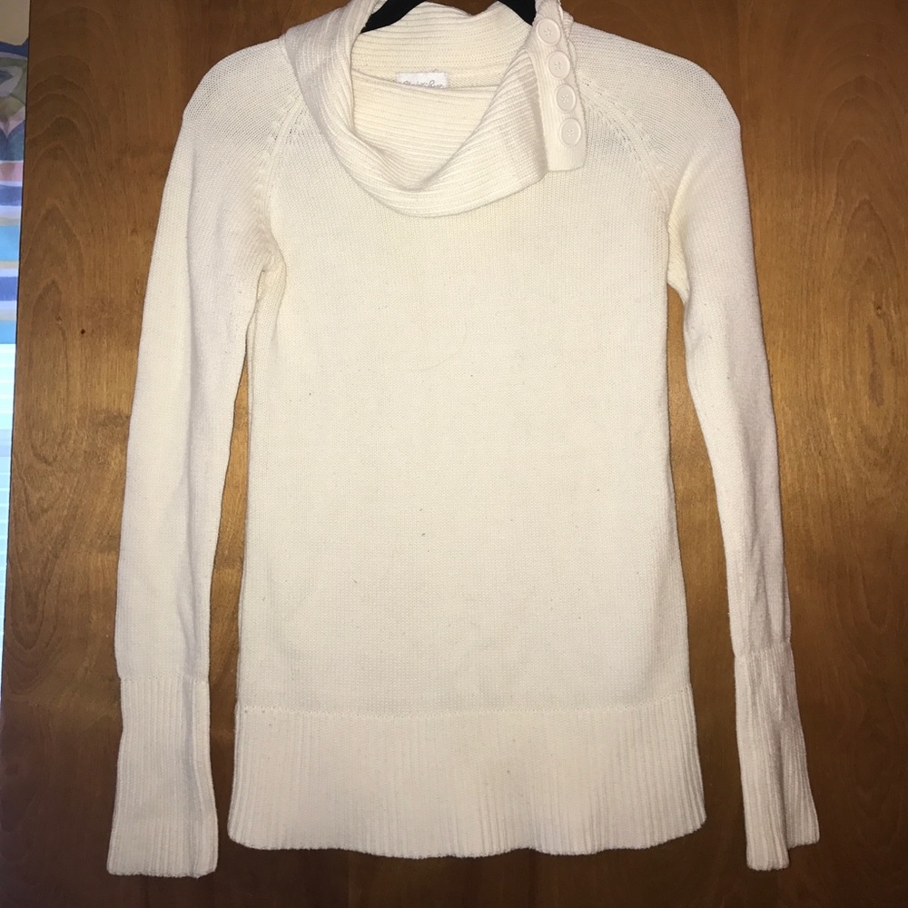 Cream open cowl neck sweater size medium