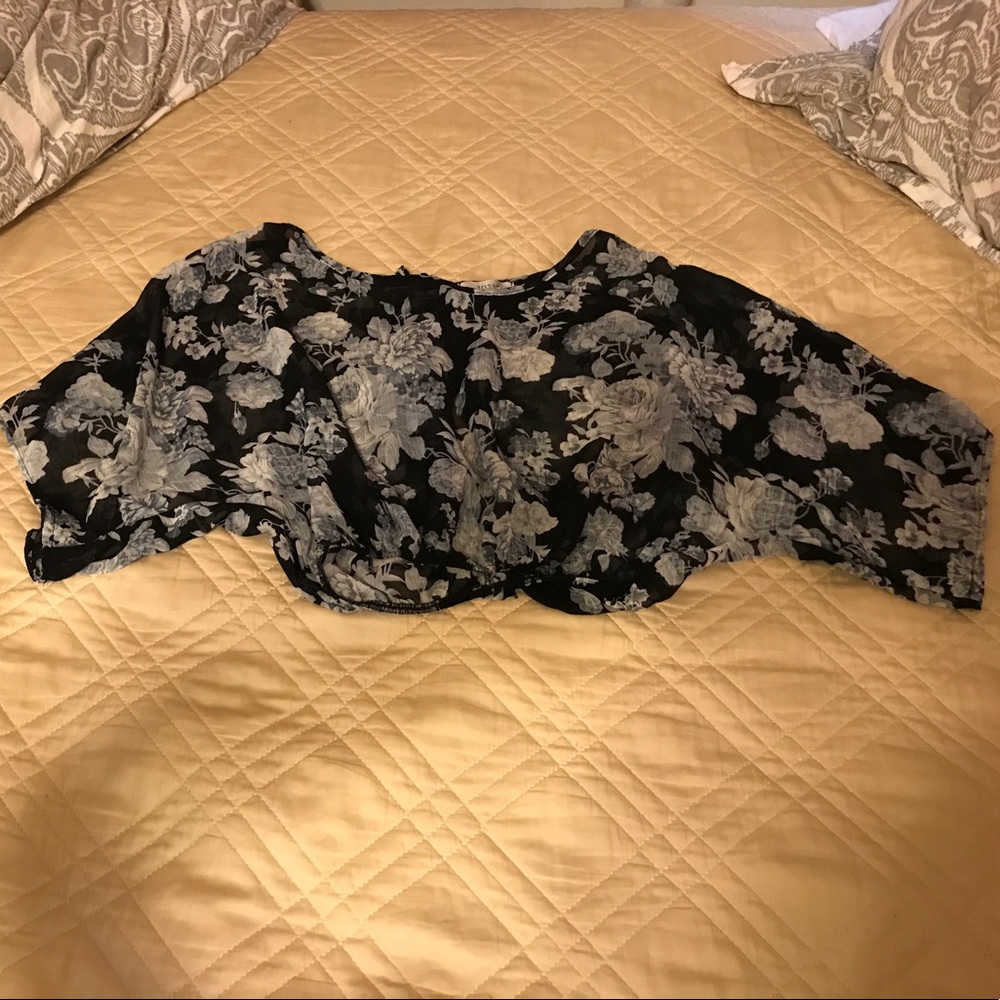 Floral crop top with open back