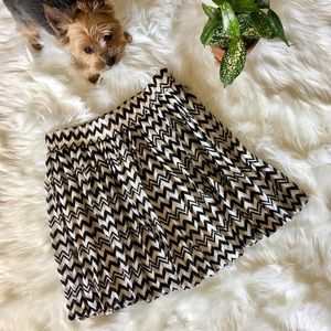 Forever21 Pleated Black & Gold ZigZag Skater Skirt
