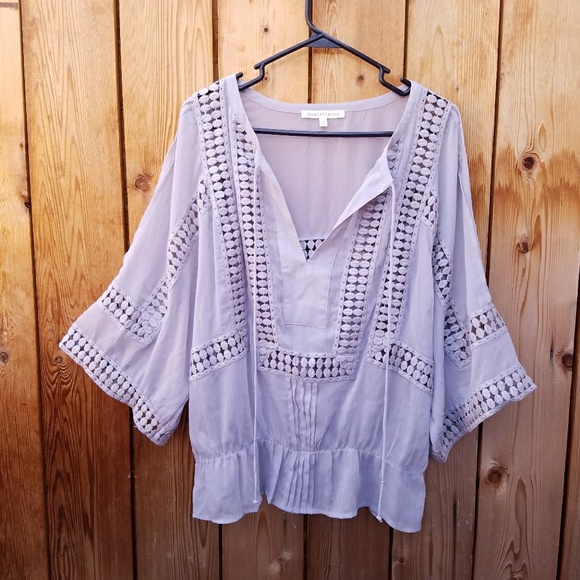 Daniel Rainn Tops - Daniel Rainn Light Gray Bohemian Crochet DetailTop