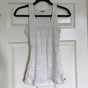 Creamy White Lace Racerback Garage Tank. XS