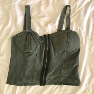 Green bustier crop top
