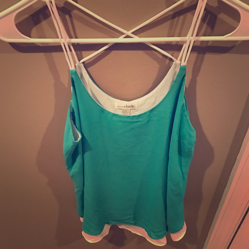 Charming Charlie criss cross layered tank
