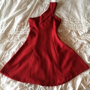 Red one shoulder dress
