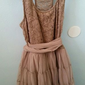 Tan Tulle and Lace dress