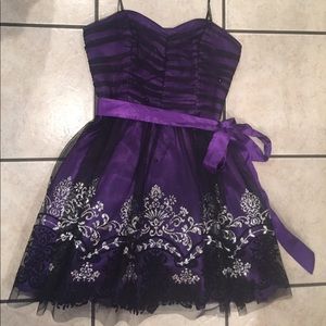 Purple dress with black lace