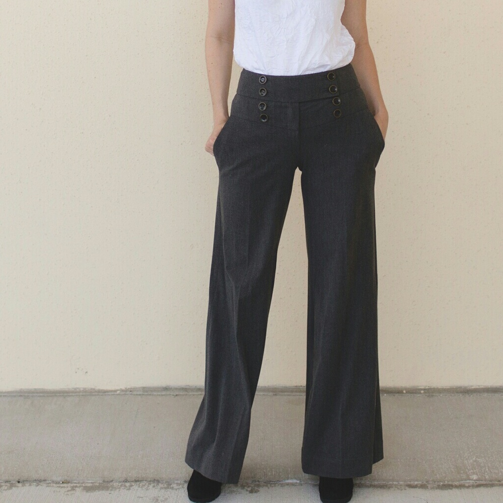 Anthropologie Elevenses Gray Wide-Leg Pants