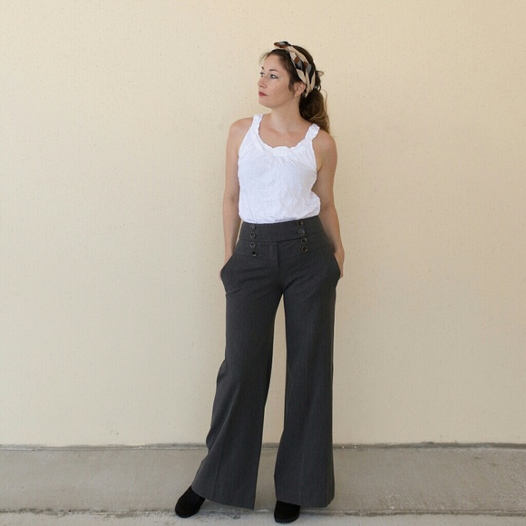 Anthropologie Elevenses Gray Wide-Leg Pants - Picture 2 of 3