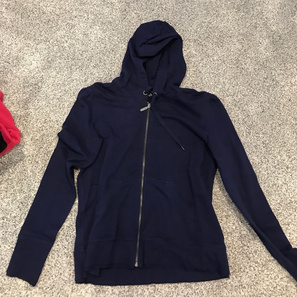 Dark blue hooded zip up hoodie