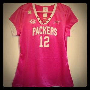 Women's Official NFL brand pink Packers jersey