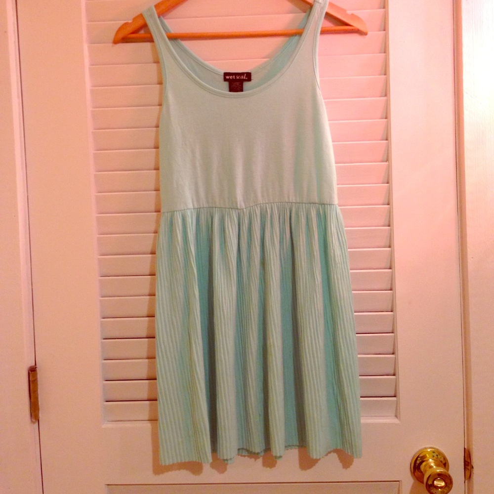Aqua Pleated Dress