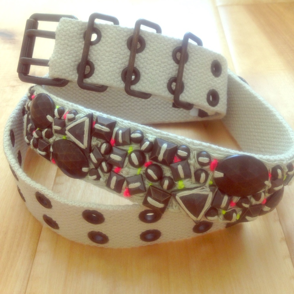 J. Crew Studded Military Belt with Neon Thread