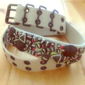 J. Crew Studded Military Belt with Neon Thread