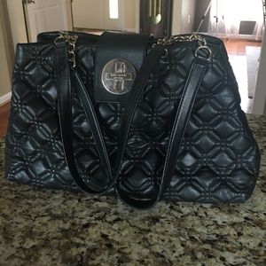 Quilted leather black Kate Spade shoulder bag.