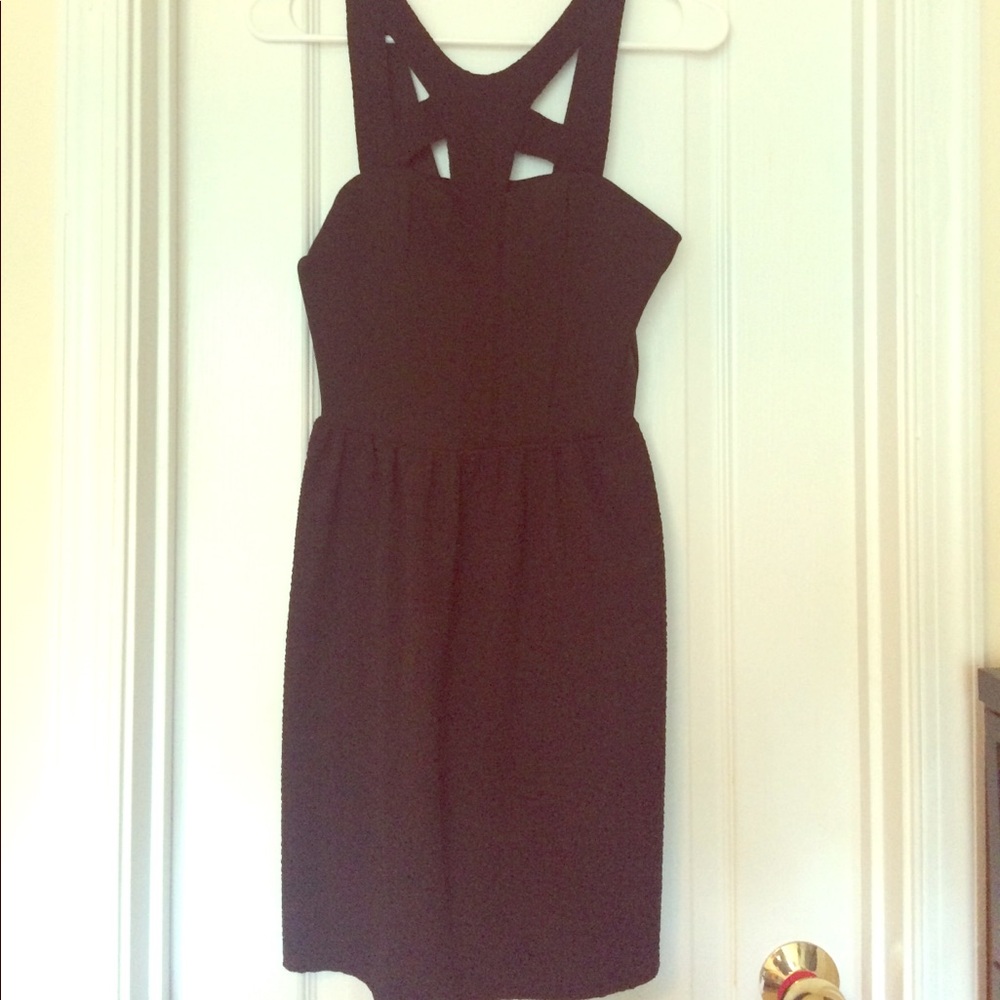 caged black dress