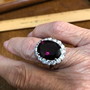 Dark Garnet Color Silver Ring