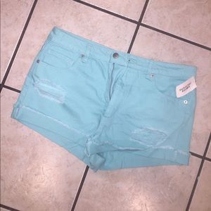 Mint denim shorts