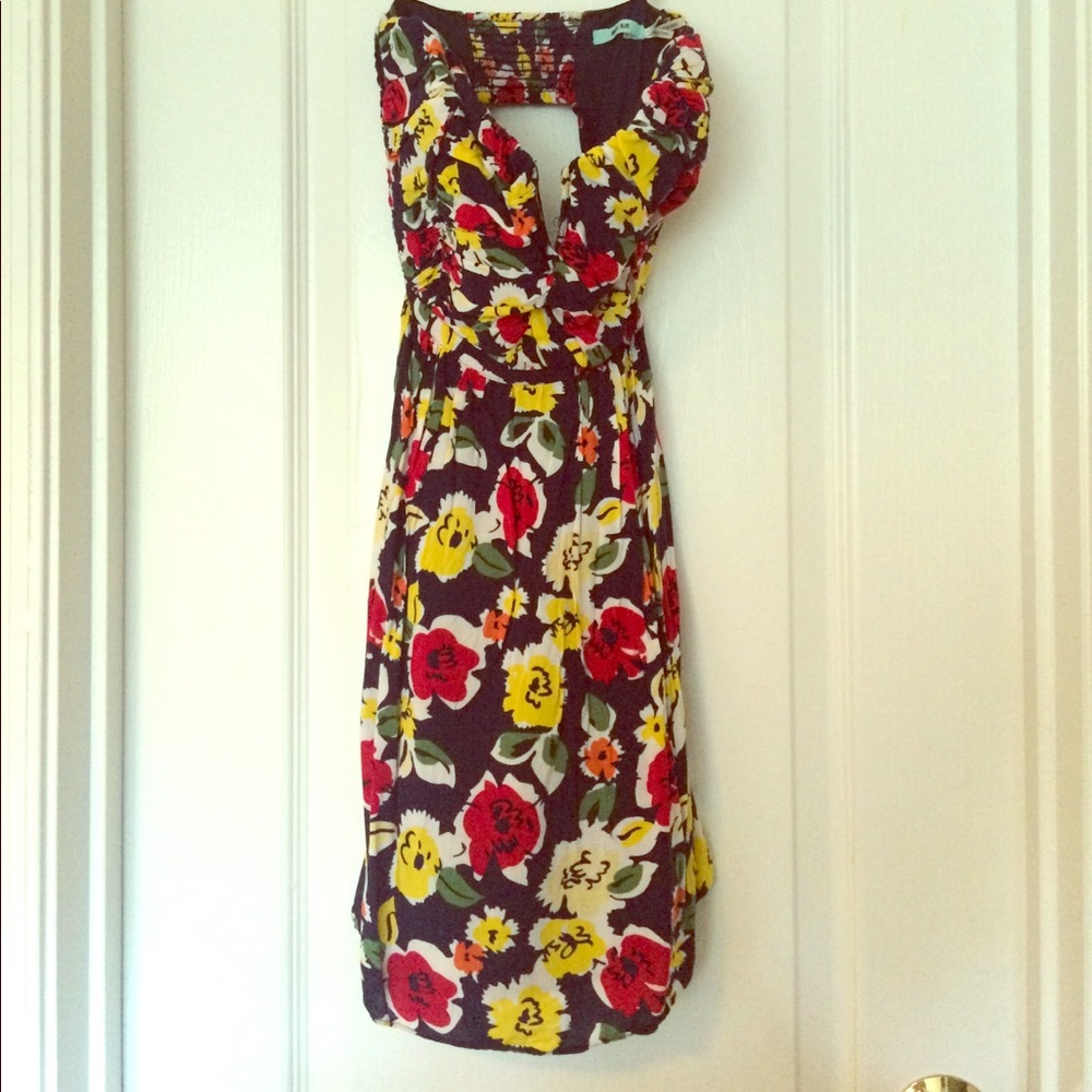 Floral strapless dress