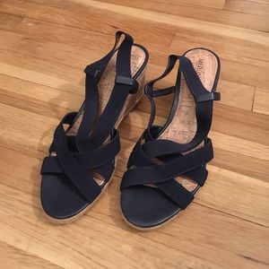 Navy wedge sandals