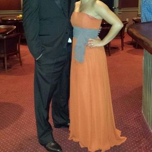 Beautiful burnt orange and brown bridesmaid dress