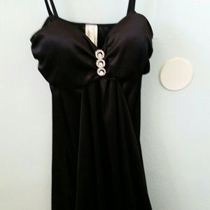 Long drape shirt with jeweled accent