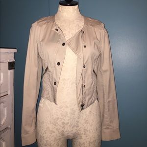 H&M khaki cropped biker jacket.